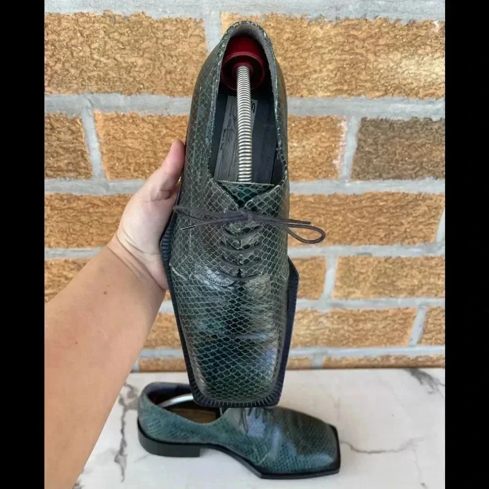Emilio Franco crocodile square toe shoes size 8
